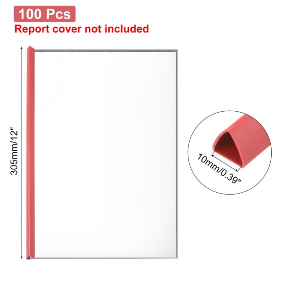 ZHAOFU 100Pcs Binding Bars, 10mm Binding Bars Slide Grip 70 Sheets Capacity A4 Size Report Binder Triangle Presentation Binder for Report Cover Resume, Black