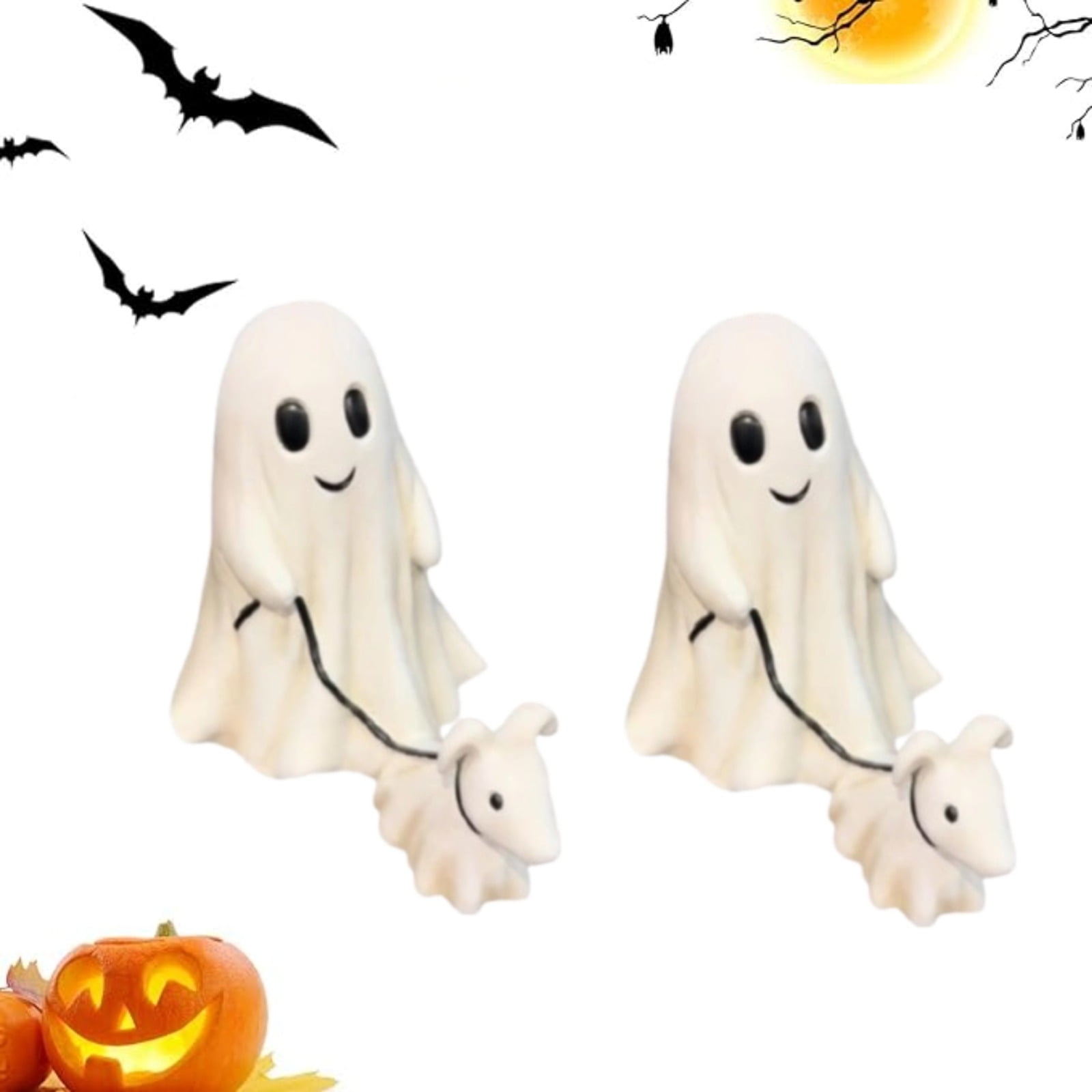 Halloween Geister Cowboy Statue Mit Hund - Lustige Dekofigur Aus Kunstharz