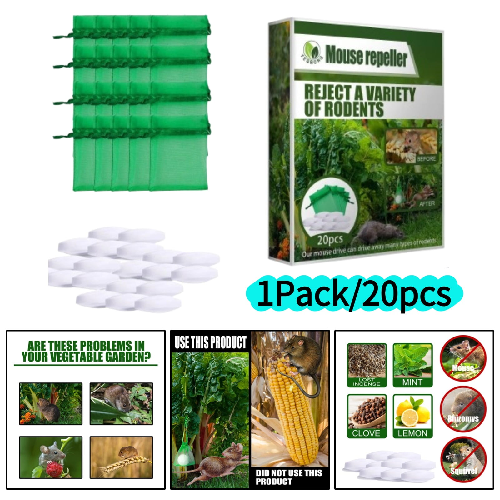 ZHAOJ005 Rat Repellent Tablets Peppermint Oil Rat Repellent for Barns