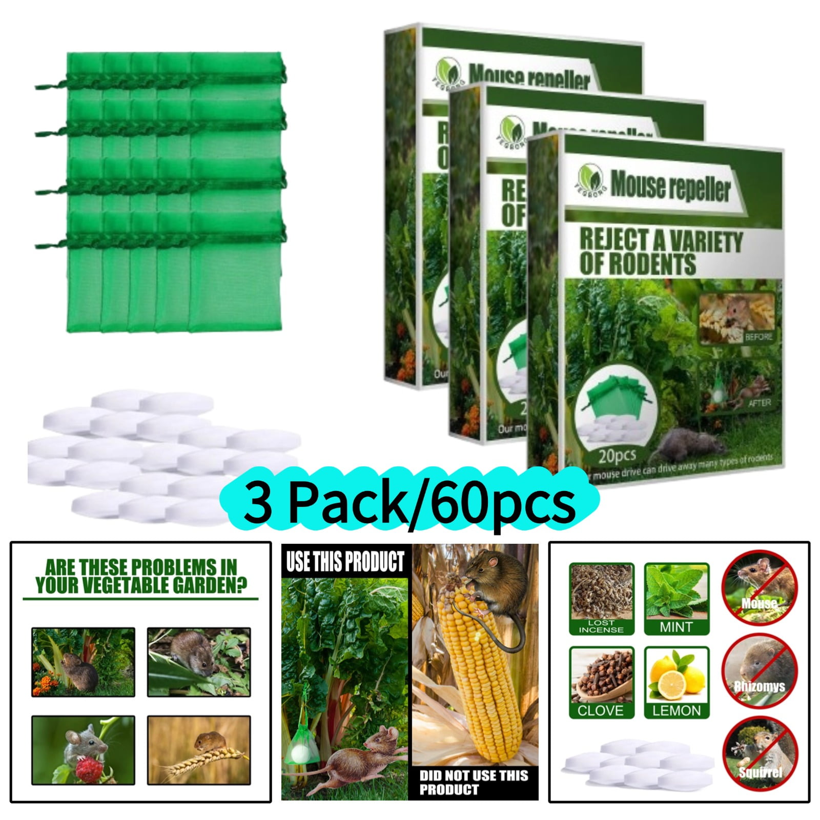 ZHAOJ005 Rat Repellent Tablets Rodent Repellent Peppermint Oil to