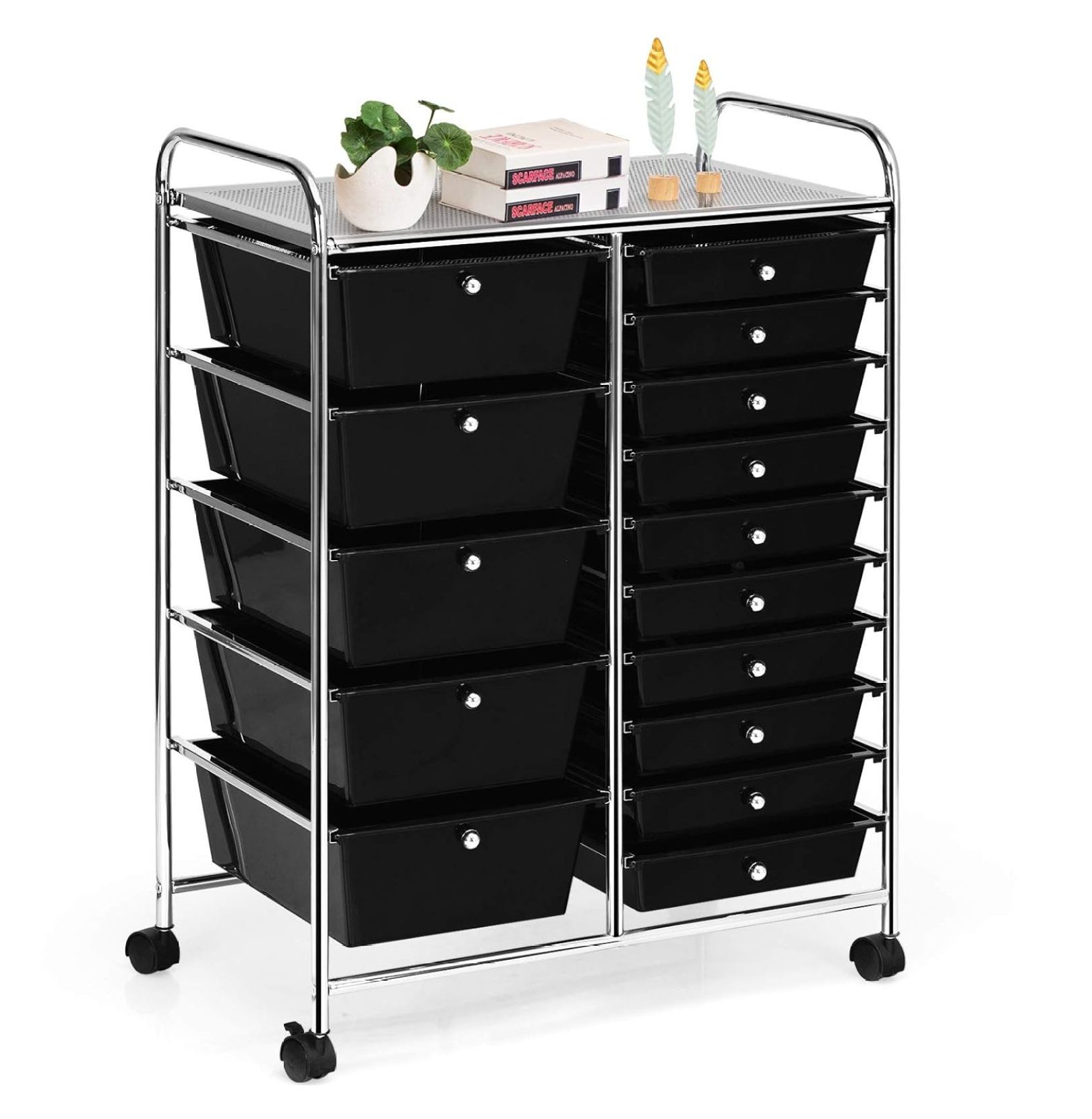 ZHAOTONG 15 Drawers Rolling Storage Cart, Multipurpose Craft Storage