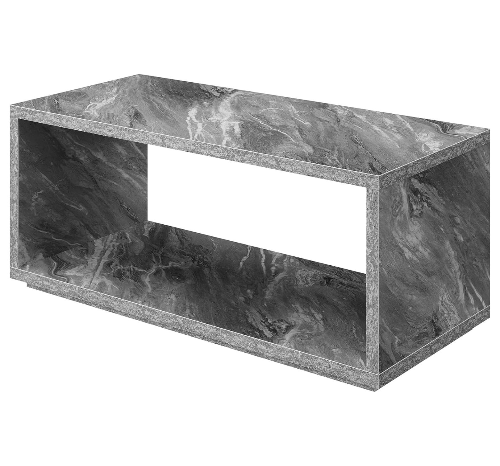 Gray Faux Marble Rectangular Coffee Table with Shelf