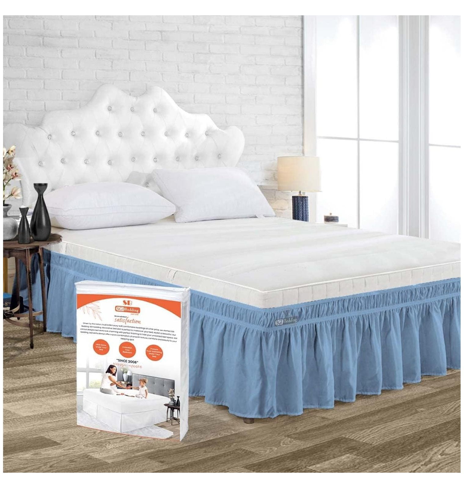 ZHAOTONG Olympic Queen Bed Skirt 12 Inch Drop Wrap Around Bed Skirt