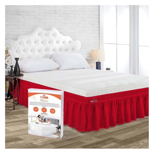 ZHAOTONG Olympic Queen Bed Skirt 16 Inch Drop Wrap Around Bed Skirt