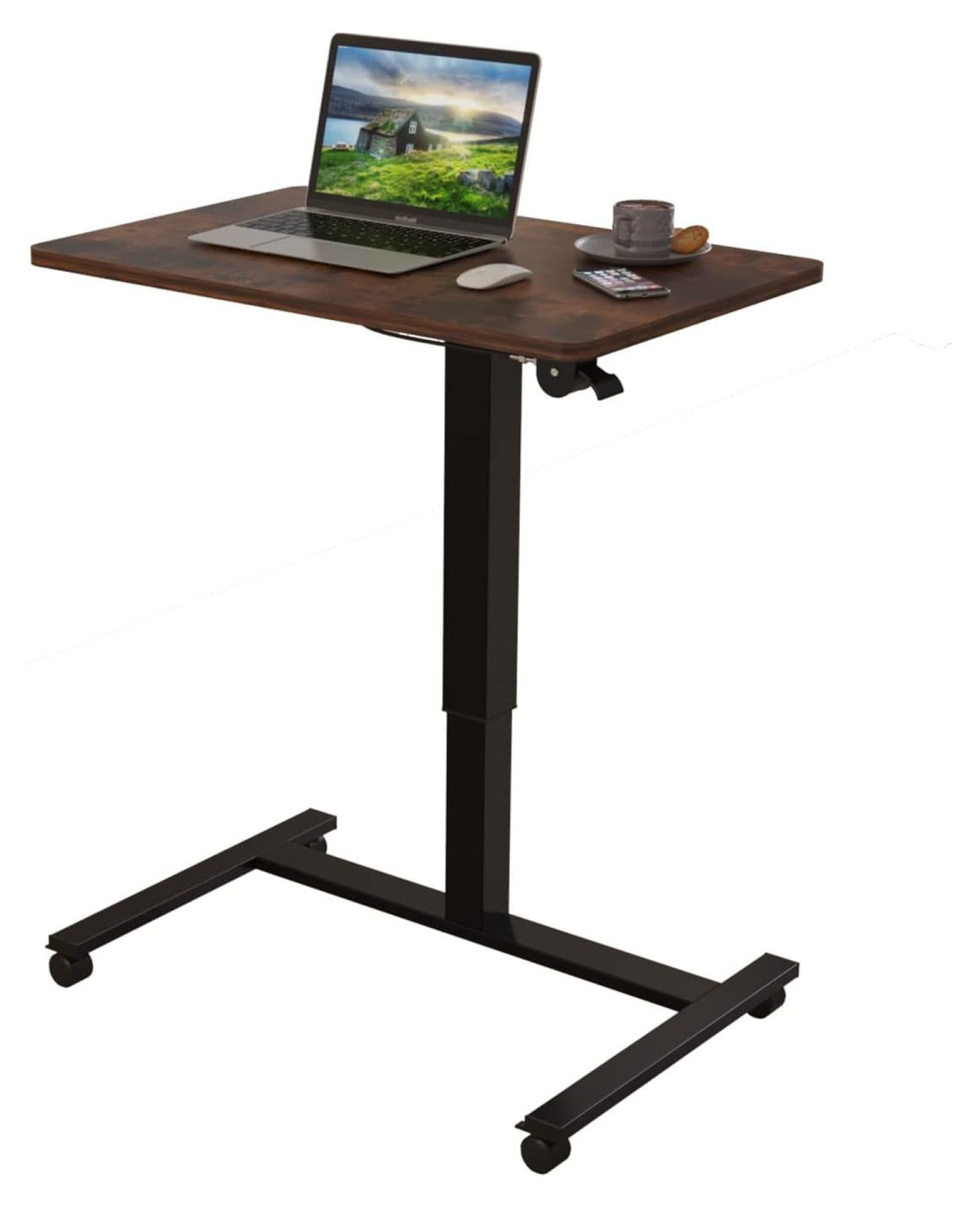 ZHAOTONG Pneumatic Mobile Desk, Gas-Spring Height Adjustable Sit to ...