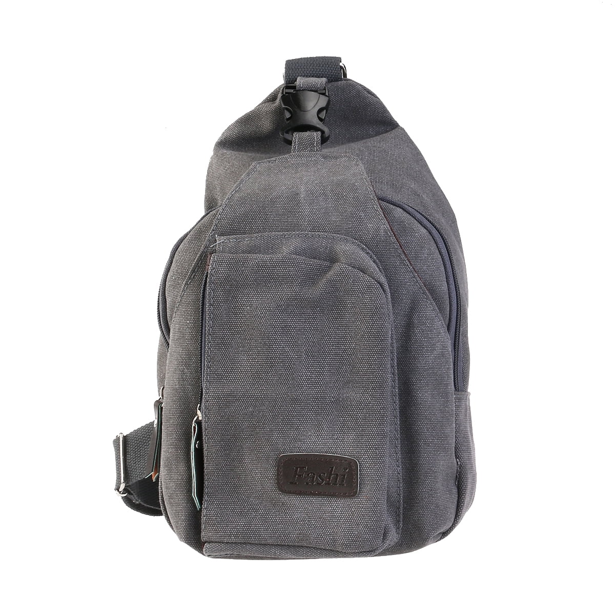 Canvas Crossbody Chest Bag - Outdoor Travel Backpack With Multiple Pockets, Adjustable Strap, Water-Resistant Grey Daypack