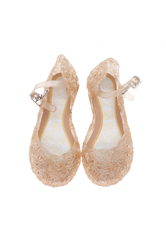 FRCOLOR Elegant Shiny Jelly Crystal Sandals for Baby Girls Easy to Wear Comfortable PVC Size 26