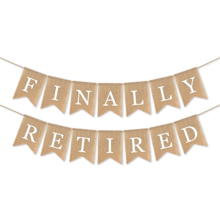 CIMAXIC Retirement Letter Banner Set, Light Brown Linen, 2 Pieces, Perfect Decoration