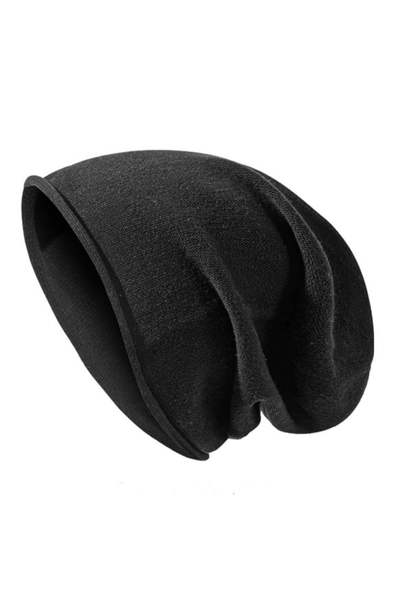 ZHAOYIQ Stretchy Black Slouchy Knit Beanie - Windproof Xmas Dwarf Cap