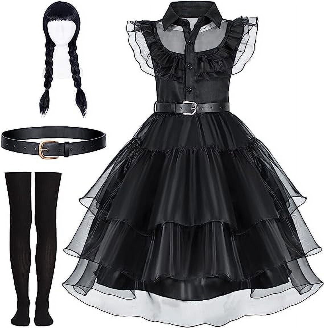 Wednesday Addams Printed Dress for Girls