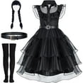 ZHCH Wednesday Addams Costume Dress for Girls Halloween Dress Up with