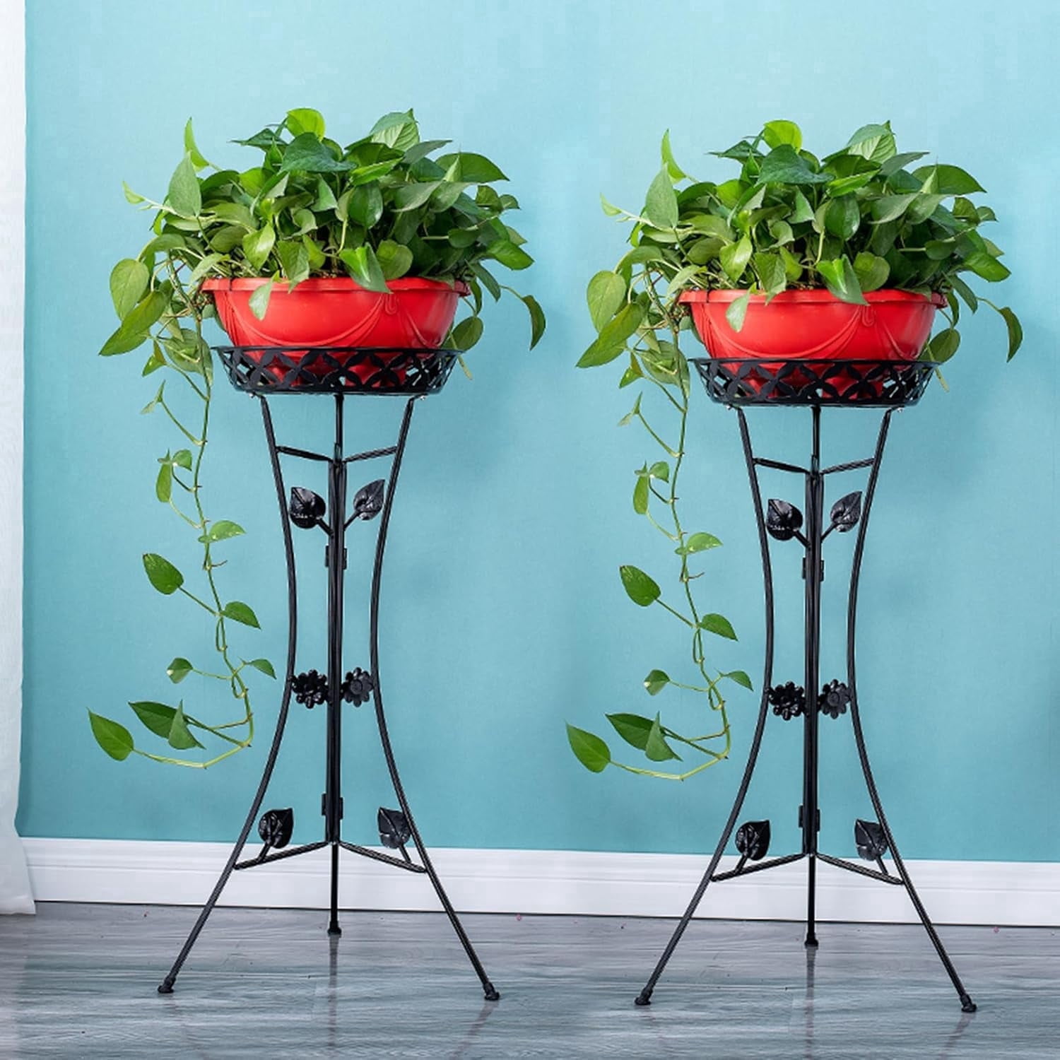 30 in. Canterbury Scroll Top Plant Stand - Black - Walmart.com