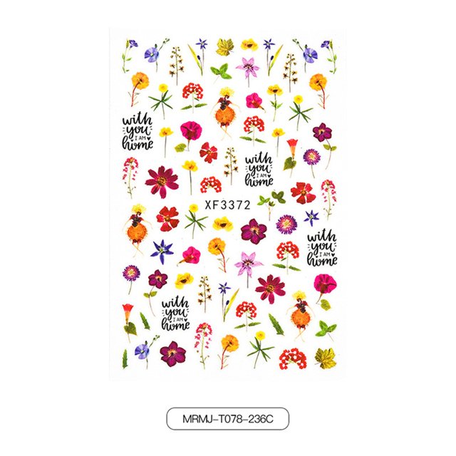 ZHELIYO Flowers Nail Art Stickers Water Transfer Nail Stickers For Women Dried Flowers Nail