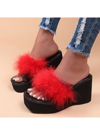 Fuzzy red heels discount