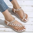 thumbnail image 1 of ZHELIYO Women's sandals Flower Decor Thong Sandals For Women Flat Floral Roma Flip Flops Boho Sandals Casual Shoes Beige 8, 1 of 9