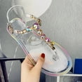 thumbnail image 1 of ZHELIYO Women's sandals Super Beautiful Glitter Diamond Beaded Transparent PVC Sandals For Women Summer Beach Flat Flip Flop Sandals Clear 8.50, 1 of 9