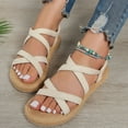 thumbnail image 1 of ZHELIYO Women's sandals Womens Flat Shoes Elastic Band Casual Bohemian Sandals Beach Sandals Beige 8, 1 of 9