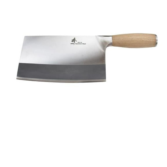 ZHEN A3O VG-10 Series 3 Layer Forged 8 in. Oak Handle Heavy Duty Cleaver Bone Chopper Chef Butcher Knife