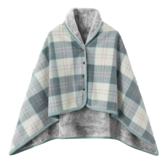 ZHENFA 2026 New Fleece Wearable Blanket Comfy Warm Wrap Shawl Poncho Throw with Buttons Chair Sofa Bed Travel Cape Cover