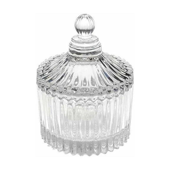 ZHENFA 2026 New Glass Candy Dish with Lid, Candy Jars with Lid for Office Desk, Covered Candy Dish for Office Desk, Decorative Cute Glass Jar, Jewelry Box for Wedding Party Buffet Decor