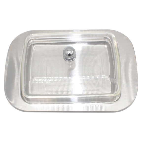 ZHENFA Clearance Food Storage Container, Bread Box Butter Container, Stainless Steel Tray Plastic Transparent Lid