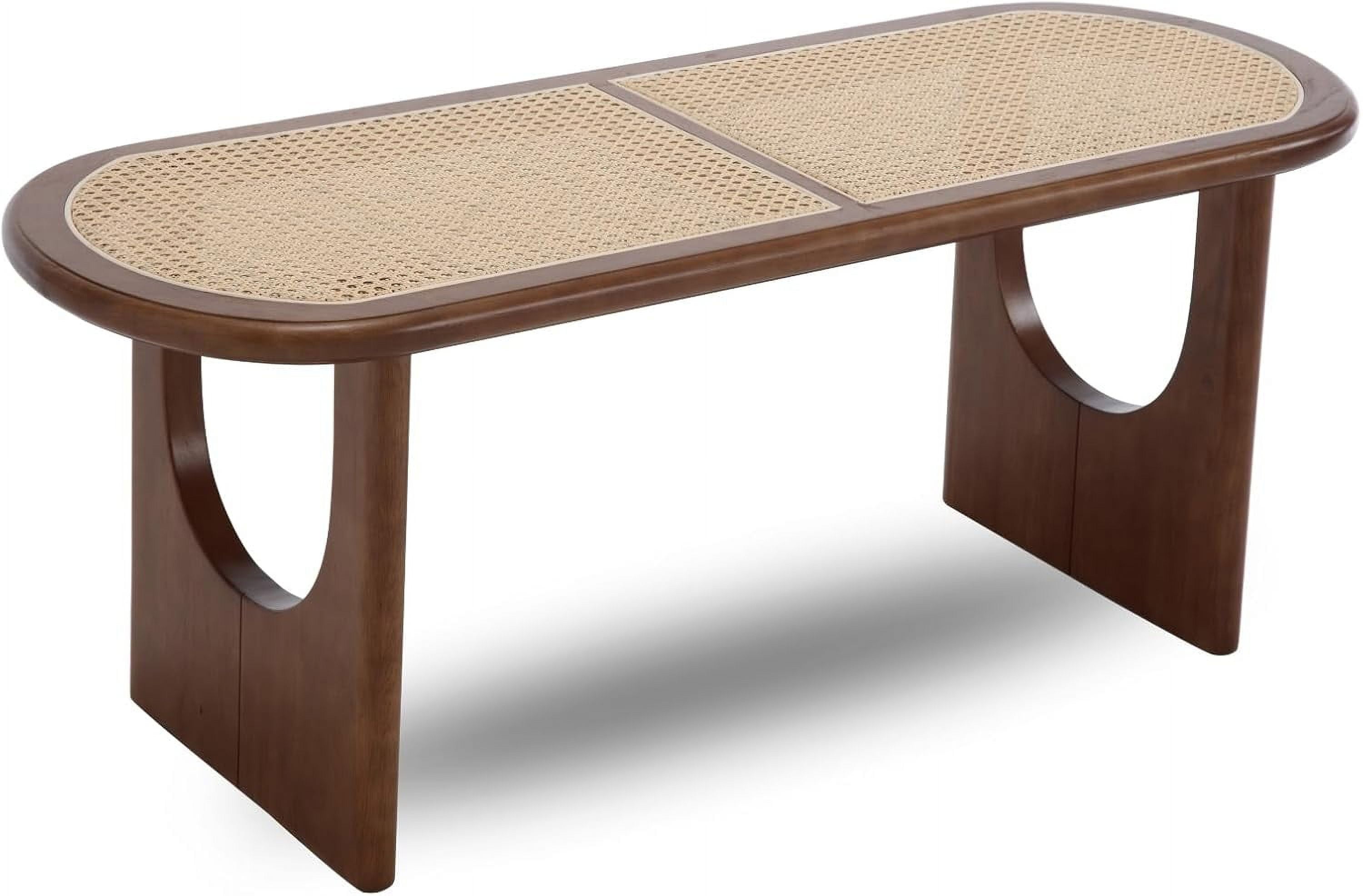 ZHENGHAO 47” Rattan Dining Bench, Wicker Entryway Bench with Solid Wood ...