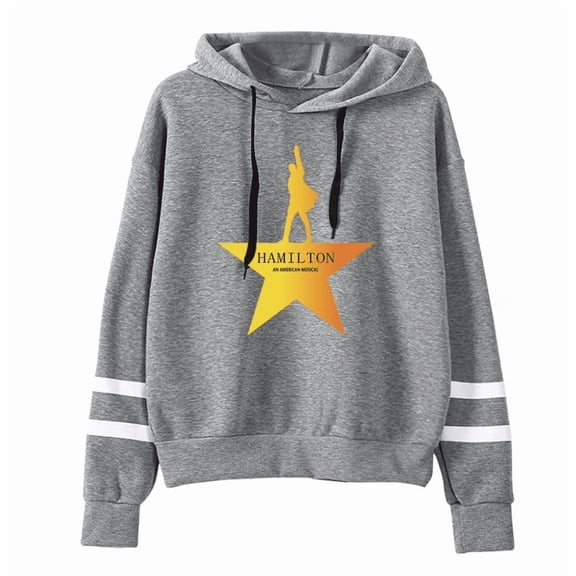 ZHENGLINI Hamilton Merch American Musical Hoodie Unisex Pocketless Double-bar Sleeve Sweatshirt Fashionable Pullover