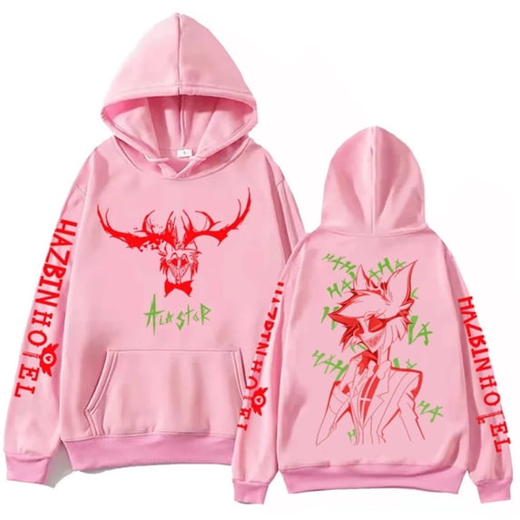 ZHENGLM Hazbin Hotel Alastor Front Back Print Hoodie Unisex Loose Fit Sweatshirt