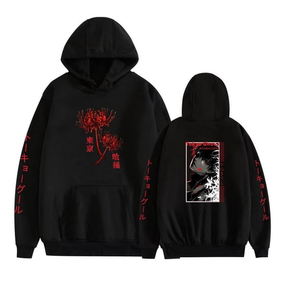 ZHENGLM Tokyo Ghoul Hoodie Anime 3D Print Mens Pullover Black White Hooded Sweatshirt For Unisex