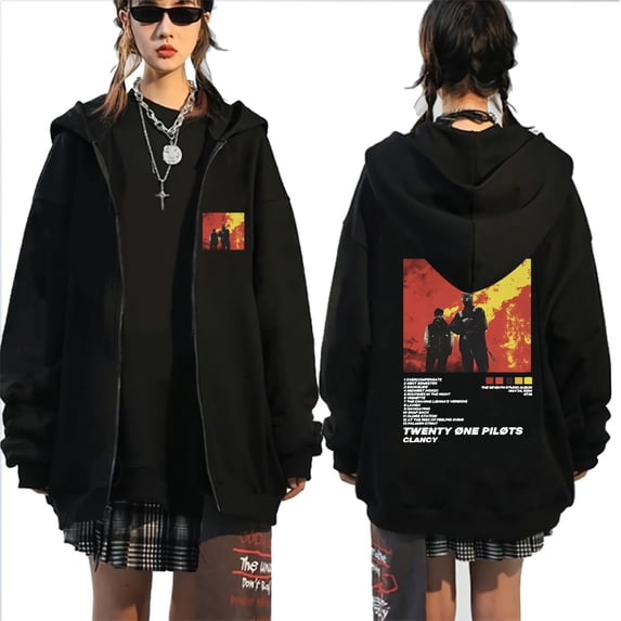 ZHENGLM Twenty One Pilots Full Zip Hoodie Long Sleeve Drawstring Sweatshirt with Pockets Hooded Jacket Unisex