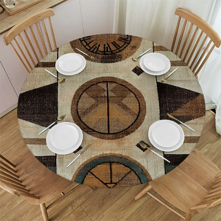 ZHENGUZHE Circles Texture Arts and Crafts Movement Round Table Cloth