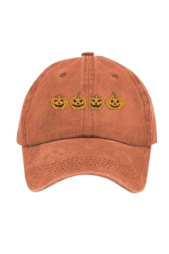 Baseball Cap for Women, Ladies' Hard Top Baseball Cap Solid Color Ghost Printed Hat Halloween Costume Accessories, Halloween Costumes Yellow