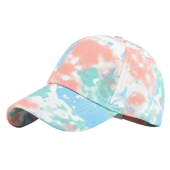 ZHENHONG Baseball Caps for Women Women Casual Tie Dye Printed Colorful Baseball Cap Peaked Cap Visors Dad Hats