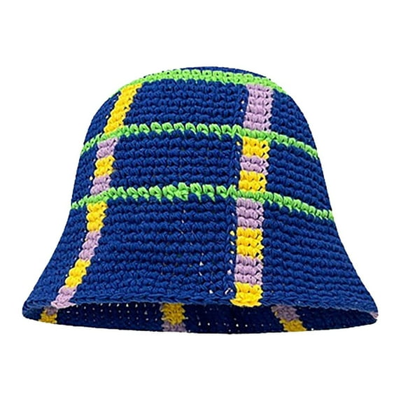 ZHENHONG Beanie for Women Crochet Bucket Hat Knit Cap Handmade Foldable Floppy Beach Fashion Cute Striped Floral Fishing Beanies