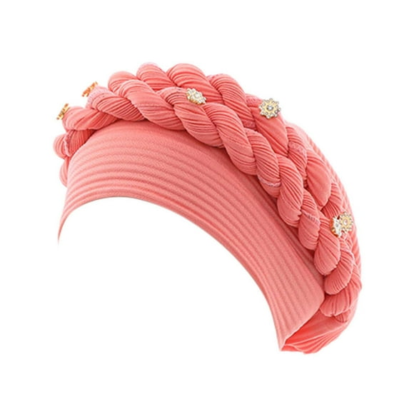 ZHENHONG Beanie for Women Fashion Beading Braid Hat Muslim Ruffle Cancer Wrap Cap Sleep Caps Satin Lined Hair Bonnets Beanies