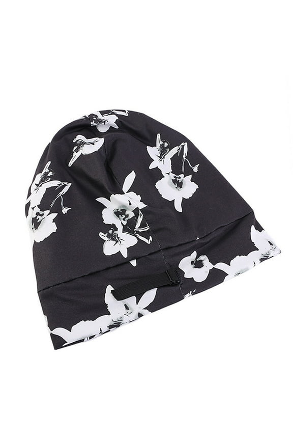 Beanie for Women Women's Satin Printed brimmed Hair Band Sleep Cap Chemotherapy Hat Hair Cap Skull Caps
