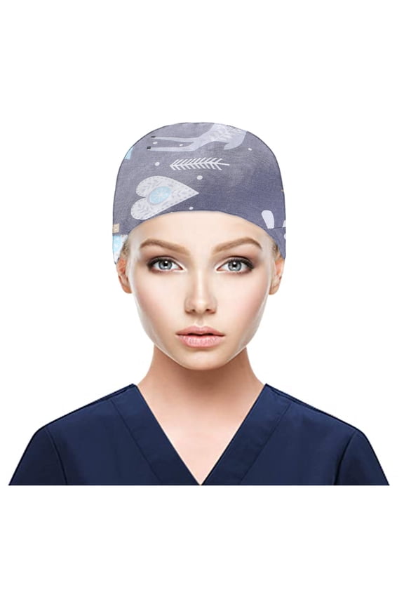 Beanie for Women and Men Scrub Cap With Buttons Bouffant Hat With Sweatband for Womens and Mens Skull Caps