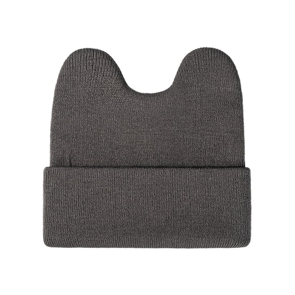 ZHENHONG Beanies for Women Cute Rabbit Ears Woolen Hat Solid Warm Outdoor Knitted Hat Casual Solid Color Headwear Grey