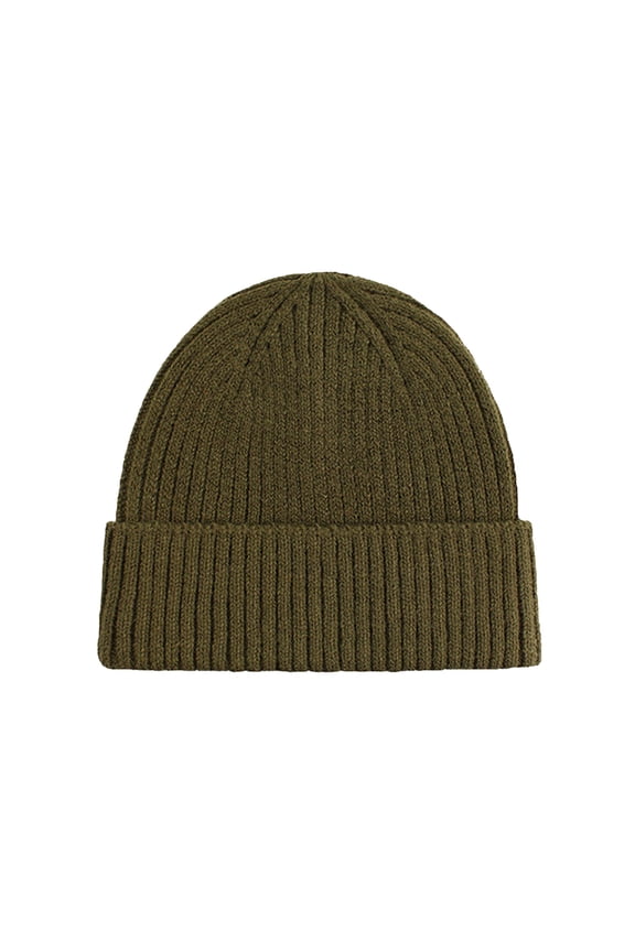 Beanies for Women and Men Hot Soft Yarn Custom Plain Cuff Knit Winter Hat Casual Solid Color Headwear Army Green