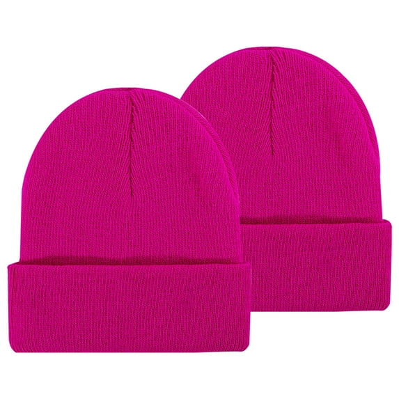 ZHENHONG Beanies for Women and Men Knitted Cuffed Soft Warm Hat Ski Watch Hat Casual Solid Color Headwear Hot Pink