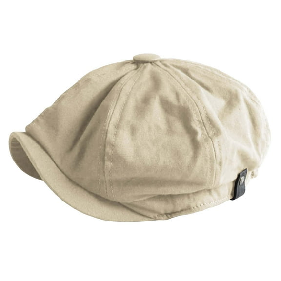ZHENHONG Beret Hats for Men Models Adjustable Tongue Hat British Retro Newsboy Hat Casual Solid Color Headwear Beige