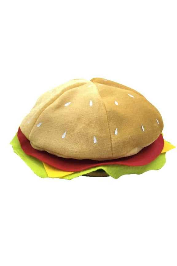 Beret Hats for Women Adults Hamburger Hat Cute Funny Realistic Cozy Stretchy Costume Accessories Soft Men Women Fast Food Hamburger