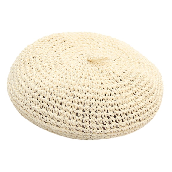 ZHENHONG Beret Hats for Women Classic French Artist Hat Trendy Breathable Straw Hat Casual Solid Color Headwear White