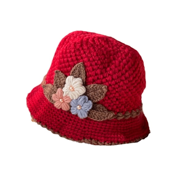 ZHENHONG Beret Hats for Women French Thicken Women's Flowers Knitted Woolen Hat Warm And Windproof Knitted Crochet Flower Knitting Hats