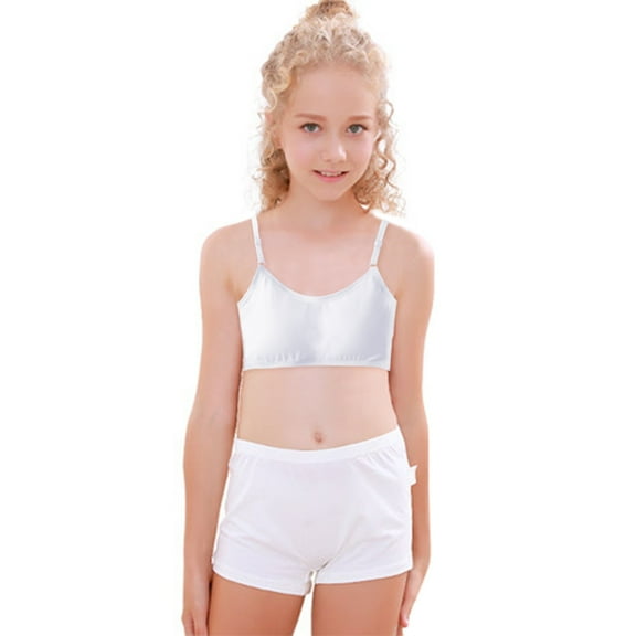 ZHENHONG Bras for Girls Student Training Bras Wireless Light Padded Sports Cropped Cami Bras Teenager Underclothes White