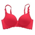 thumbnail image 1 of ZHENHONG Bras for Girls Traceless Macaron Underwear Smooth No Underwire Gathered Upper Bracket Adjustable Bra Red 34, 1 of 4