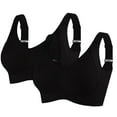 thumbnail image 1 of ZHENHONG Bras for Women 2 PC Comfortable Ribbed Wireless Bralettes Adjustable Padded Seamless Bras Black M, 1 of 9