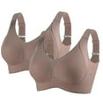 thumbnail image 1 of ZHENHONG Bras for Women 2 PC Comfortable Ribbed Wireless Bralettes Adjustable Padded Seamless Bras Brown XXL, 1 of 9