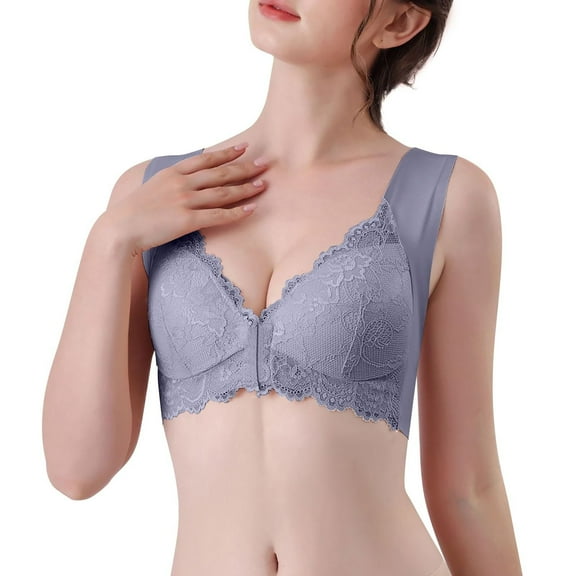 ZHENHONG Bras for Women Lace Loose V Neck Bras Full Coverage No Underwire Comfort Beauty Back Smoothing Bras Wireless Bras for Women