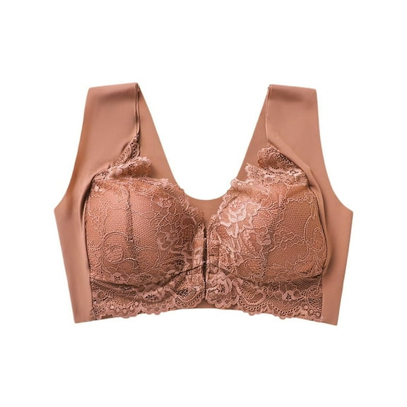 ZHENHONG Bras for Women Lace Loose V Neck Bras Full Coverage No Underwire Comfort Beauty Back Smoothing Bras Wireless Bras for Women
